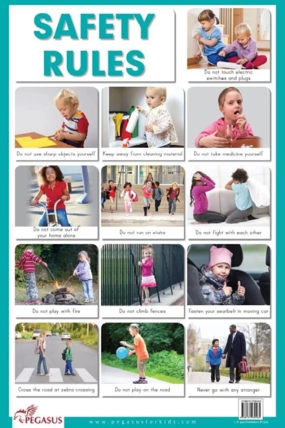 Safety First Interactive Chart SAFETY RULES - EDUCATIONAL CHARTS - Book - by Pegasus - عصير الكتب