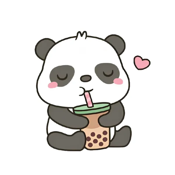 Panda drinking boba