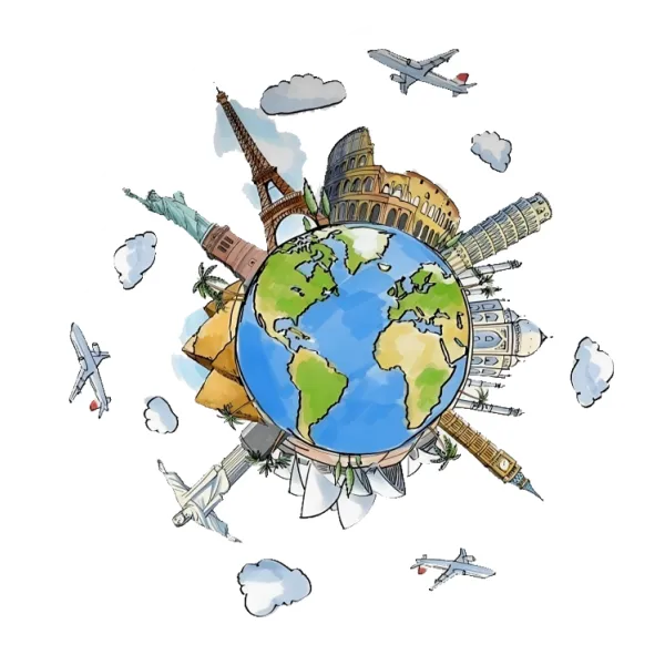 Earth and landmarks sticker