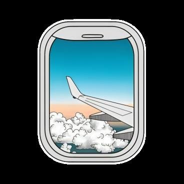 Plane window view sticker
